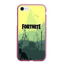Чехол iPhone 7/8 матовый Fortnite: Light Forest, цвет: 3D-малиновый