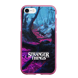 Чехол iPhone 7/8 матовый Stranger Things: Wild Wood, цвет: 3D-малиновый