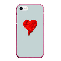 Чехол iPhone 7/8 матовый Kanye West: Heartbreak, цвет: 3D-малиновый