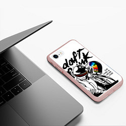 Чехол iPhone 7/8 матовый Daft Punk: Our work is never over, цвет: 3D-светло-розовый — фото 2