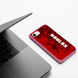 Чехол iPhone 7/8 матовый ROBLOX: Red Camo, цвет: 3D-малиновый — фото 2