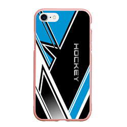 Чехол iPhone 7/8 матовый Hockey black blue white, цвет: 3D-светло-розовый