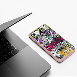 Чехол iPhone 7/8 матовый Watch Dogs: Pattern, цвет: 3D-светло-розовый — фото 2