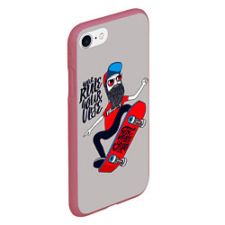 Чехол iPhone 7/8 матовый Skaterboard Rule, цвет: 3D-малиновый — фото 2