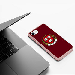 Чехол iPhone 7/8 матовый Harvard University, цвет: 3D-светло-розовый — фото 2