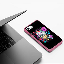 Чехол iPhone 7/8 матовый Мороженое монстров, цвет: 3D-малиновый — фото 2