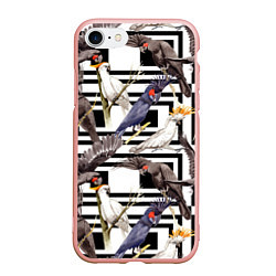 Чехол iPhone 7/8 матовый Попугаи Какаду, цвет: 3D-светло-розовый