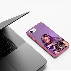 Чехол iPhone 7/8 матовый Billie Eilish: Violet Fashion, цвет: 3D-малиновый — фото 2