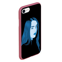 Чехол iPhone 7/8 матовый Billie Eilish: Blue Style, цвет: 3D-малиновый — фото 2