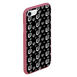 Чехол iPhone 7/8 матовый Twitch: Black Pattern, цвет: 3D-малиновый — фото 2