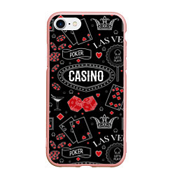 Чехол iPhone 7/8 матовый Casino, цвет: 3D-светло-розовый