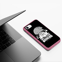 Чехол iPhone 7/8 матовый Мопс бандит, цвет: 3D-малиновый — фото 2