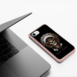Чехол iPhone 7/8 матовый Череп с роучем, цвет: 3D-светло-розовый — фото 2