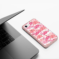 Чехол iPhone 7/8 матовый Рай фламинго, цвет: 3D-светло-розовый — фото 2