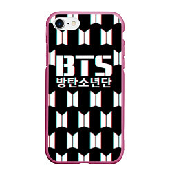 Чехол iPhone 7/8 матовый BTS: Black Pattern, цвет: 3D-малиновый