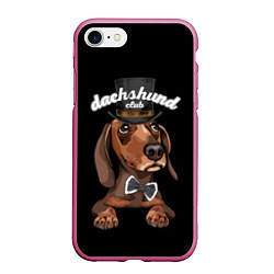 Чехол iPhone 7/8 матовый Dachshund Club, цвет: 3D-малиновый