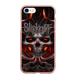 Чехол iPhone 7/8 матовый Slipknot: Hell Skull, цвет: 3D-светло-розовый