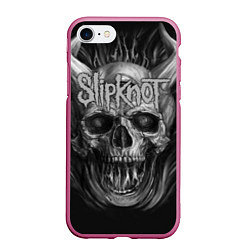Чехол iPhone 7/8 матовый Slipknot: Devil Skull, цвет: 3D-малиновый