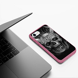 Чехол iPhone 7/8 матовый Slipknot: Devil Skull, цвет: 3D-малиновый — фото 2