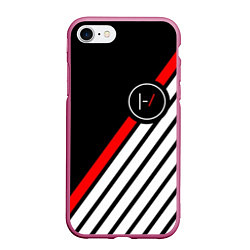 Чехол iPhone 7/8 матовый 21 Pilots: Black Logo, цвет: 3D-малиновый