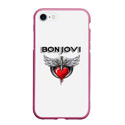 Чехол iPhone 7/8 матовый Bon Jovi, цвет: 3D-малиновый