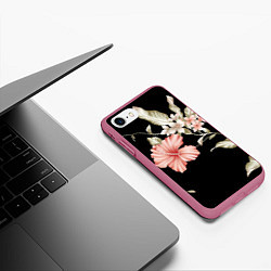 Чехол iPhone 7/8 матовый Красивые Цветочки, цвет: 3D-малиновый — фото 2