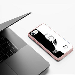 Чехол iPhone 7/8 матовый Гомер Симпсон - в смокинге - black and white, цвет: 3D-светло-розовый — фото 2
