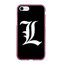 Чехол iPhone 7/8 матовый DEATH NOTE ТЕТРАДЬ СМЕРТИ L, цвет: 3D-малиновый