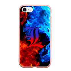 Чехол iPhone 7/8 матовый L letter fire, цвет: 3D-светло-розовый