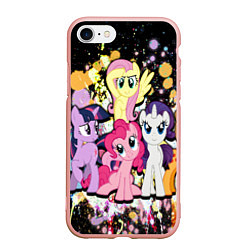 Чехол iPhone 7/8 матовый My little pony band, цвет: 3D-светло-розовый