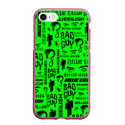 Чехол iPhone 7/8 матовый Billie Eilish: Bad Guy, цвет: 3D-малиновый