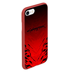 Чехол iPhone 7/8 матовый Cyberpunk 2077: Red Techno цвета 3D-красный — фото 2