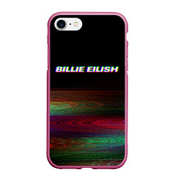 Чехол iPhone 7/8 матовый BILLIE EILISH: Black Glitch, цвет: 3D-малиновый