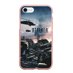 Чехол iPhone 7/8 матовый S T A L K E R Чернобыль, цвет: 3D-светло-розовый