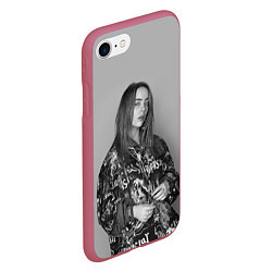 Чехол iPhone 7/8 матовый Billie Eilish, цвет: 3D-малиновый — фото 2