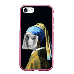 Чехол iPhone 7/8 матовый Billie Eilish с Сережкой, цвет: 3D-малиновый