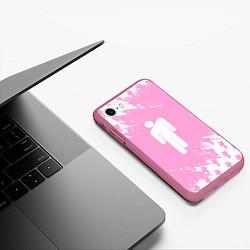 Чехол iPhone 7/8 матовый Billie Eilish: Pink Style, цвет: 3D-малиновый — фото 2