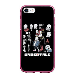Чехол iPhone 7/8 матовый UNDERTALE, цвет: 3D-малиновый