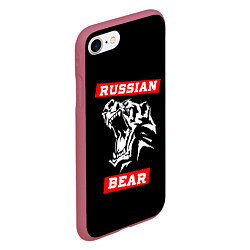 Чехол iPhone 7/8 матовый RUSSIAN BEAR - WILD POWER, цвет: 3D-малиновый — фото 2