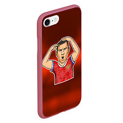 Чехол iPhone 7/8 матовый Дзюба Russia edition, цвет: 3D-малиновый — фото 2