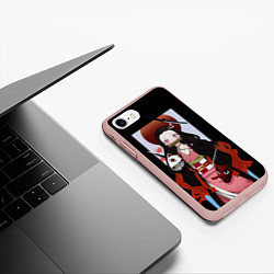 Чехол iPhone 7/8 матовый Клинок рассекающий демонов, цвет: 3D-светло-розовый — фото 2