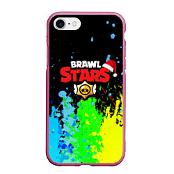Чехол iPhone 7/8 матовый BRAWL STARS, цвет: 3D-малиновый