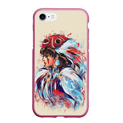 Чехол iPhone 7/8 матовый Princess Mononoke, цвет: 3D-малиновый