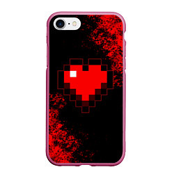 Чехол iPhone 7/8 матовый MINECRAFT HEART, цвет: 3D-малиновый