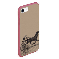 Чехол iPhone 7/8 матовый Лошадь с колесницей, цвет: 3D-малиновый — фото 2