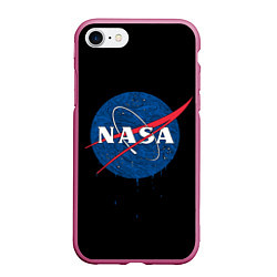 Чехол iPhone 7/8 матовый NASA Краски, цвет: 3D-малиновый