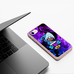 Чехол iPhone 7/8 матовый Brawl Stars LEON SHARK, цвет: 3D-светло-розовый — фото 2