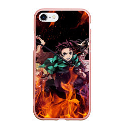 Чехол iPhone 7/8 матовый KIMETSU NO YAIBA, цвет: 3D-светло-розовый