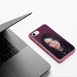 Чехол iPhone 7/8 матовый BILLIE EILISH, цвет: 3D-малиновый — фото 2