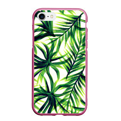 Чехол iPhone 7/8 матовый Тропики, цвет: 3D-малиновый